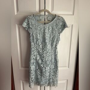 Lulu's Floral Midi Dress in Light Blue